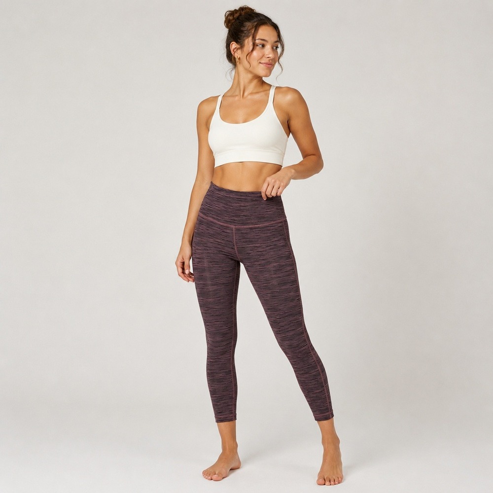 Athleta Ultimate Capri Leggings XS Purple Black Striped Space Dye High Rise Crop